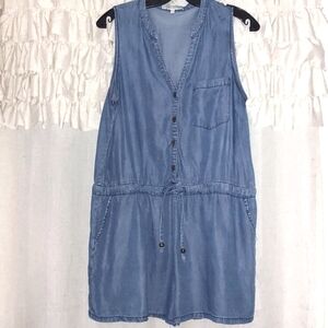 ICY Fashion chambray One-piece Jumper Sleeveless Shorts romper outfit Sz L